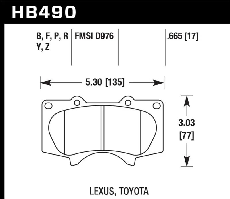 Hawk 2010-2014 Lexus Gb460 Hps 5.0 Front Brake Pads 1