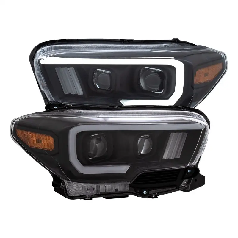 Anzo 2016-2017 Toyota Tacoma Projector Headlights W/ Plank Style Switchback Black W/ Amber W/ Drl 1