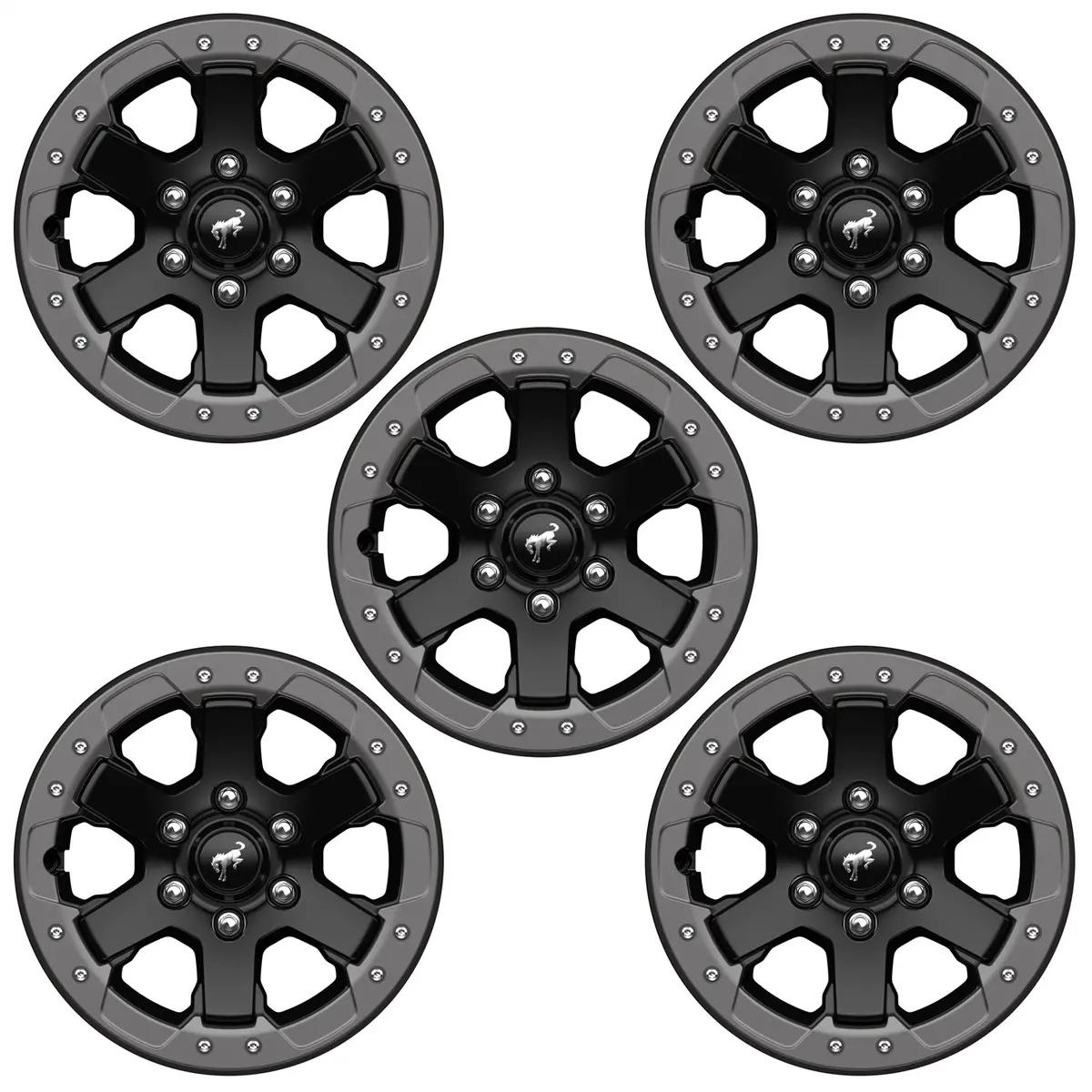 2021+ Bronco Bead Lock Capable Wheel Kit With Carbonized Gray Trim Rings - Badlands 1