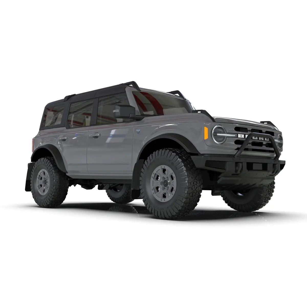 21+ Ford Bronco Mud Flaps (Plstc Bmpr - No Rptr/Sprt - No Rr/Rb) Blk W/Area Blue Logo 2