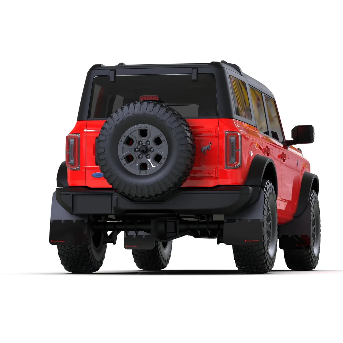 21+ Ford Bronco Mud Flaps (Steel Bmpr + Rb - No Rptr/Sprt) Blk W/Red Logo 2