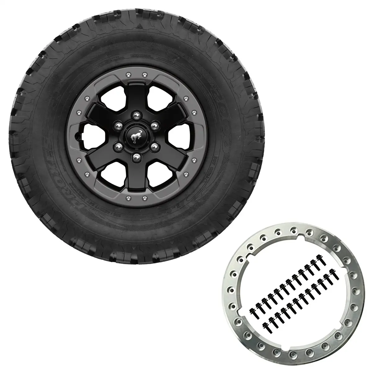 21+ Bronco 17" X 8.0" Beadlock Wheel Kit - Badlands 1