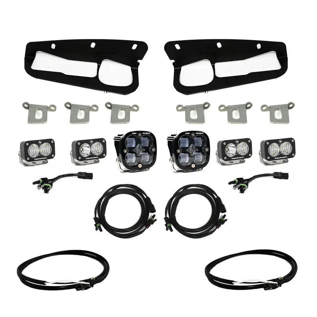 21+ Bronco (Sae Fog Clear Upfitter Wiring) Squadron Sae/Dual S2 Sport Steel Bumper Fog Pocket Light Kit 1