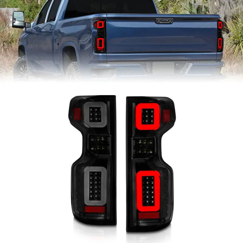 Anzo 19-21 Chevy Silverado Full Led Tailights Black Housing Smoke Lens G2 (W/C Light Bars) 2