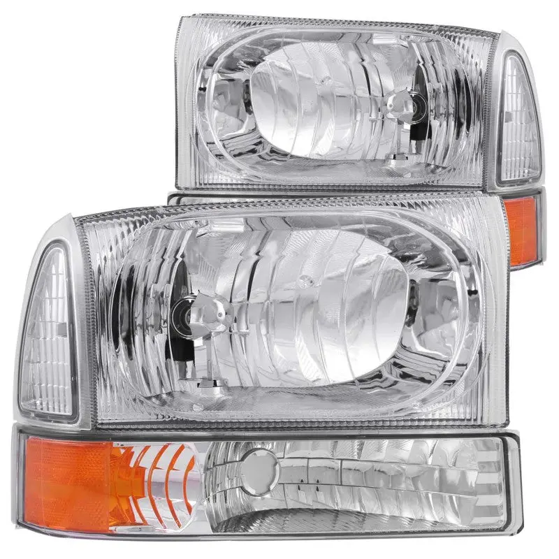Anzo 2000-2004 Ford Excursion Crystal Headlights Chrome W/ Corner Lights 2Pc 1