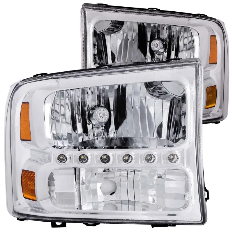 Anzo 2000-2004 Ford Excursion Crystal Headlights Chrome W/ Led 1Pc 1