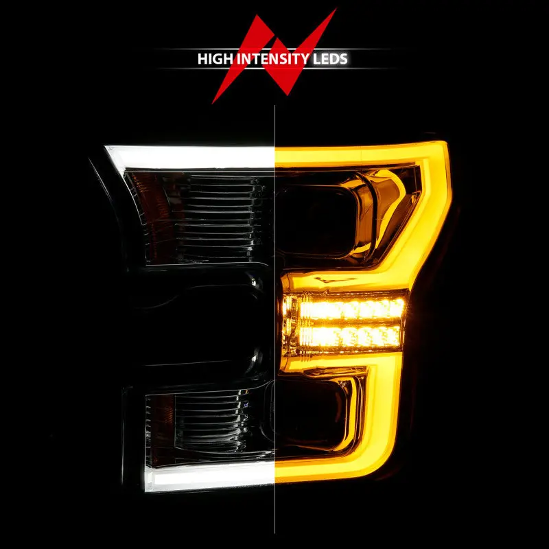 Anzo 15-17 Ford F-150 Led Projector Headlights - W/ Light Bar Switchback Chrome Housing 2