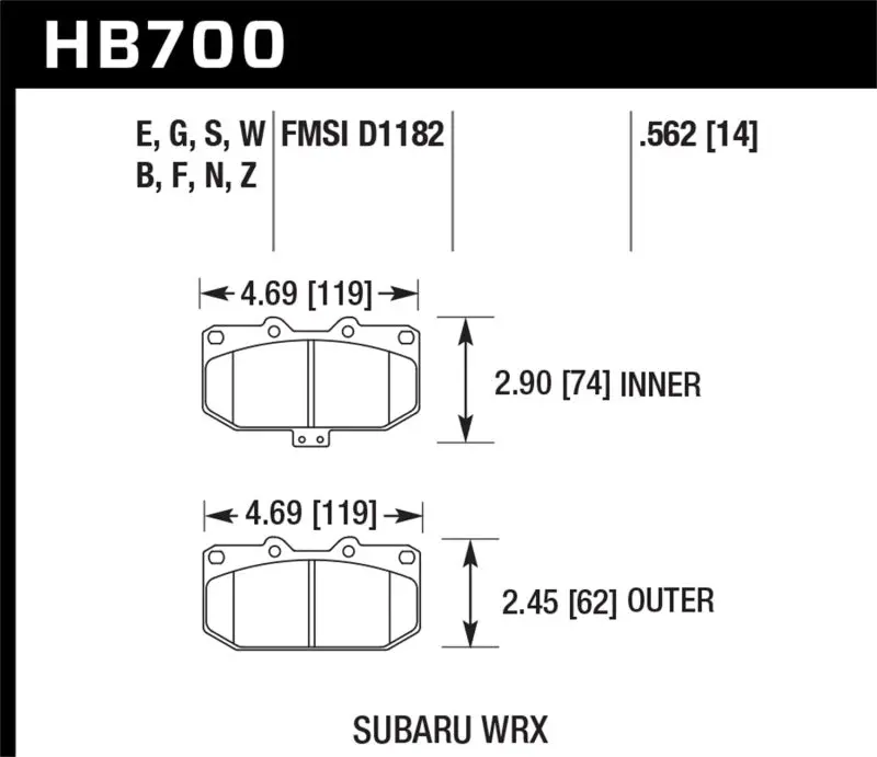 Hawk 06-07 Subaru Wrx Hps Street Brake Pads 1