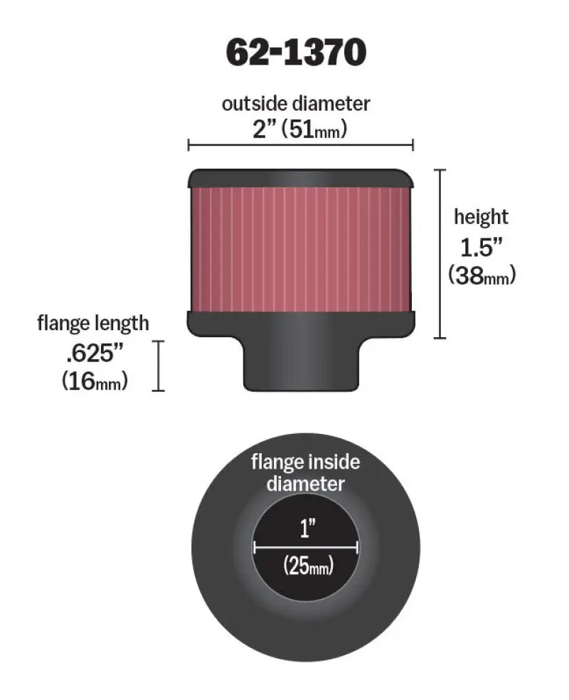 K&N 1In Flange Id X 2In Od X 1.5 Inch H Rubber Base Crankcase Vent Filter 1