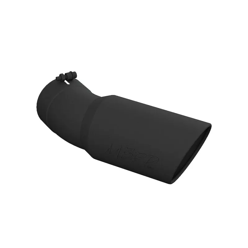 Mbrp Universal Tip 6In Od 5In Inlet 15.5In Length 30 Deg Bend Angled Rolled End Black 1
