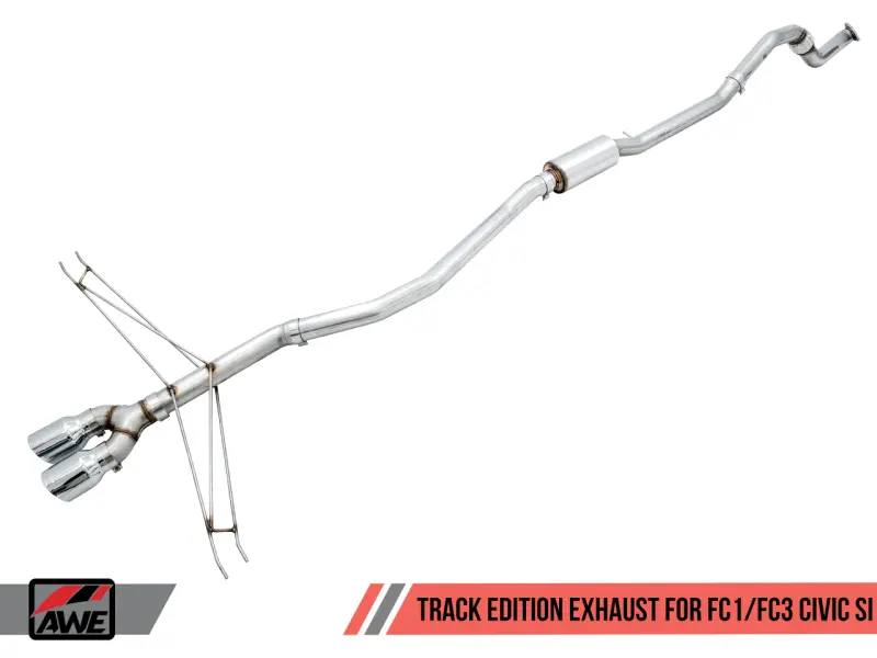Awe Tuning 2016+ Honda Civic Si Track Edition Exhaust W/Front Pipe & Triple Chrome Silver Tips 1