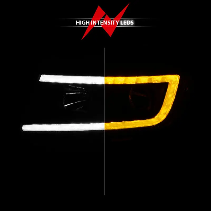 Anzo 11-13 Jeep Grand Cherokee (Factory Halogen Only) Projector Headlights W/Light Bar Swtchbk Black 2