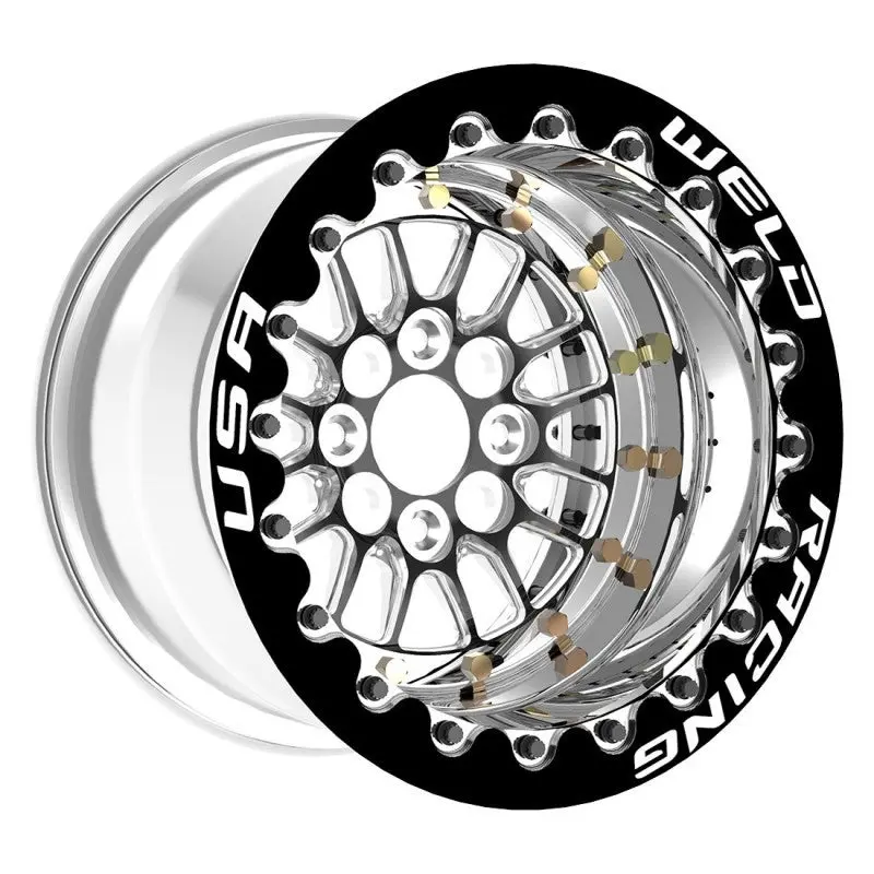 Weld Tuner Import Drag 13X10 / 4X100mm Bp / 5In. Bs Black Wheel Ctr Dbl Beadlock 1
