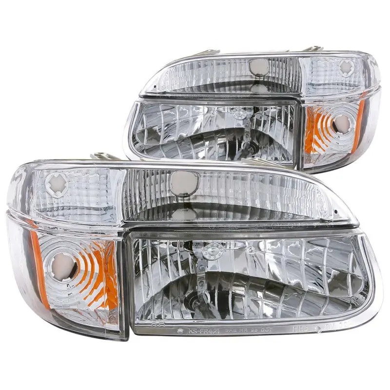 Anzo 1995-2001 Ford Explorer Crystal Headlights Chrome W/ Corner Lights 2Pc 1