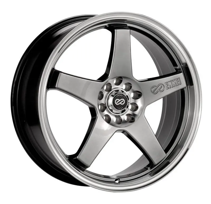 Enkei Ev5 18X7.5 5X105/110 38Mm Offset 72.6 Bolt Diameter Hyper Black W/ Machined Lip Wheel 1