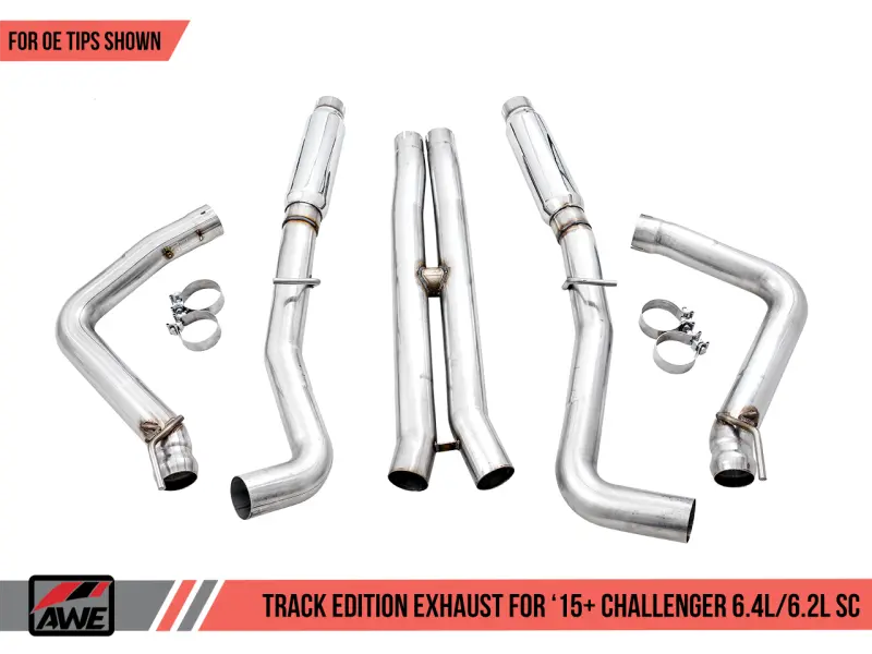 Awe Tuning 2015+ Dodge Challenger 6.4L/6.2L Supercharged Track Edition Exhaust - Use Stock Tips 1