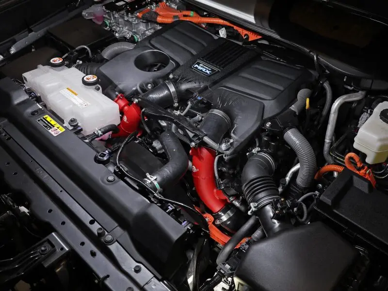 Afe 23-24 Toyota Sequoia V6-3.4L Hybrid Bladerunner 2.5In Aluminum Hot Charge Pipe - Red 2