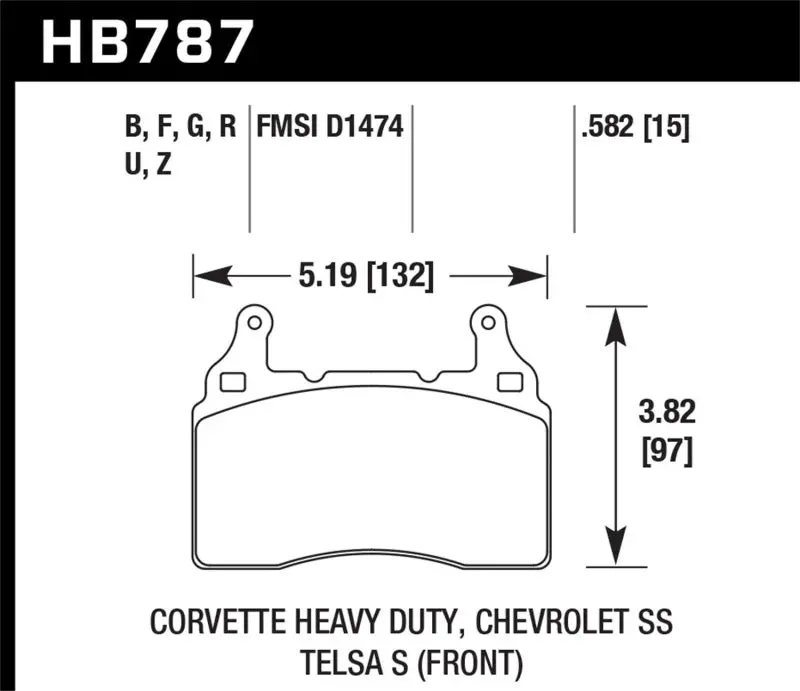Hawk 15-17 Chevy Corvette Z06 Hps 5.0 Front Brake Pads 1