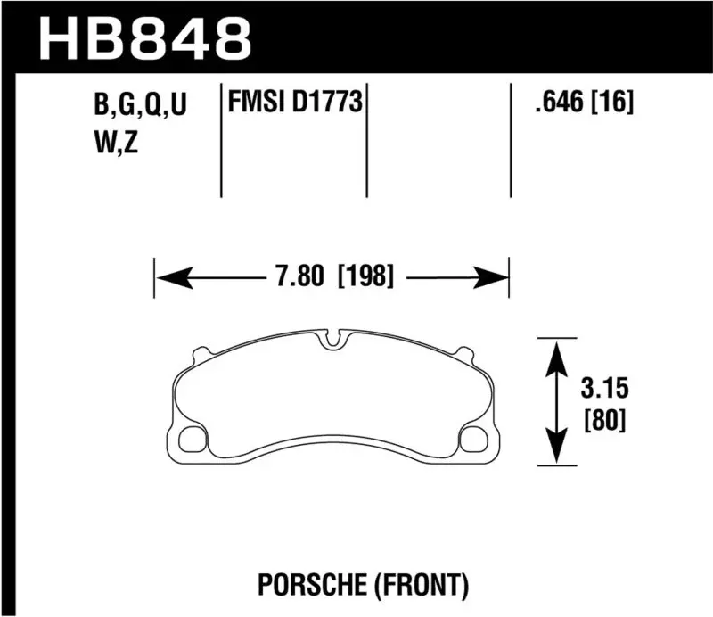 Hawk 14-19 Porsche 911 Gt3/Gt3 Rs / 2016 Porsche Cayman Gt4 Hps 5.0 Front Brake Pads 1