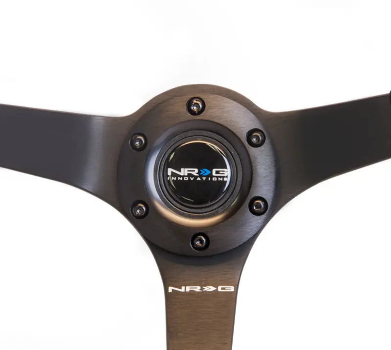 Nrg Reinforced Steering Wheel (350Mm / 3In. Deep) Blk Suede W/Blk Bball Stitch (Odi Bakchis Edition) 1