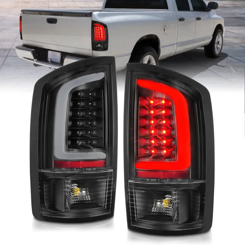 Anzo 2002-2006 Dodge  Ram 1500 Led Tail Lights W/ Light Bar Black Housing Clear Lens 1