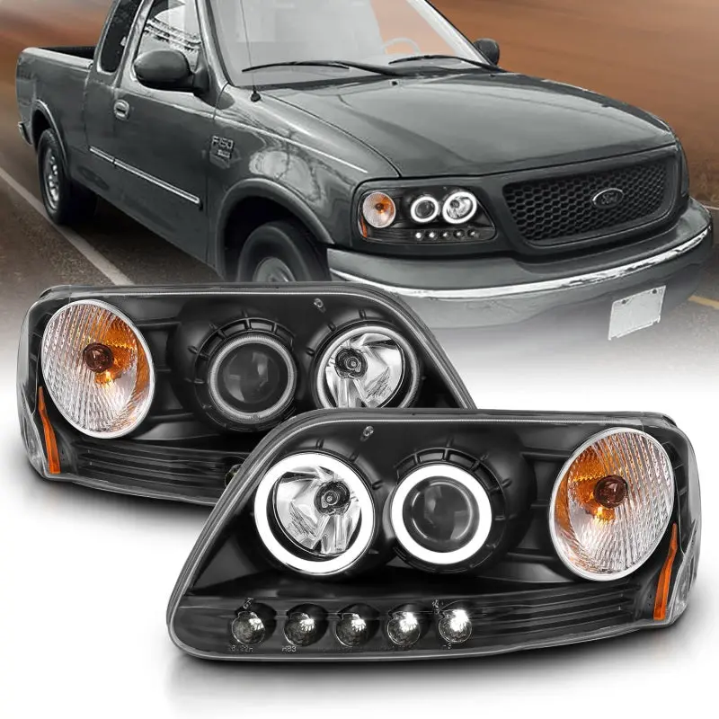 Anzo 1997-2003 Ford F-150 Projector Headlights W/ Halo Black (Ccfl) 1