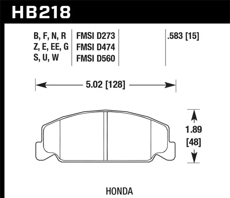 Hawk 88-89 Civic Si / 92-00 Civic Cx / 88-00 Dx / 98-00 Gx Hp Plus Street  Front Brake Pads 1