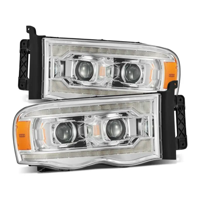 Alpharex 02-05 Dodge Ram 1500 Luxx Led Proj Headlights Plank Style Chrome W/Activ Light/Seq Signal 1