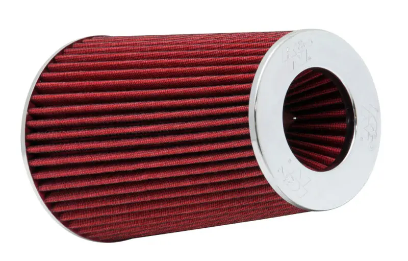 K&N Universal Air Filter Chrome Round Tapered Red - 4In Flange Id X 1.125In Flange Length X 9.5In H 1