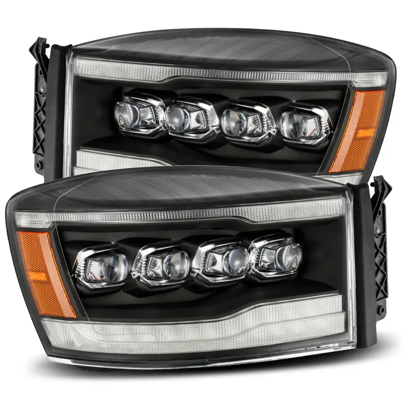 Alpharex 06-08 Dodge Ram 1500Hd Nova Led Projheadlights Plank Style Blk W/Seq Signal/Drl/Amber Led 1