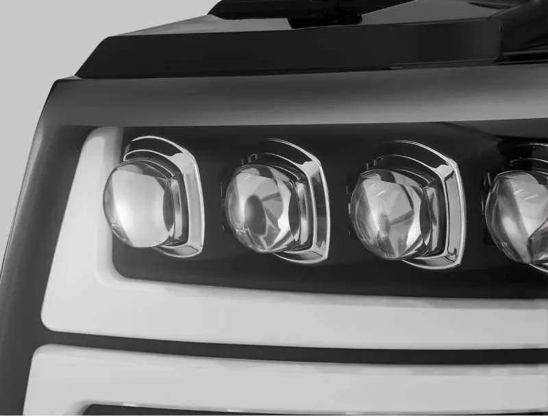 Alpharex 07-13 Chevy Avalanche Nova Led Proj Headlights Plank Style Matte Black W/Activ Light/Drl 1