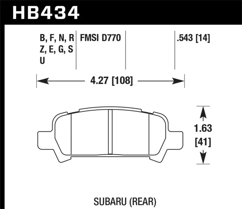 Hawk 02-03 Wrx / 05-08 Lgt D770 Performance Ceramic Street Rear Brake Pads 1