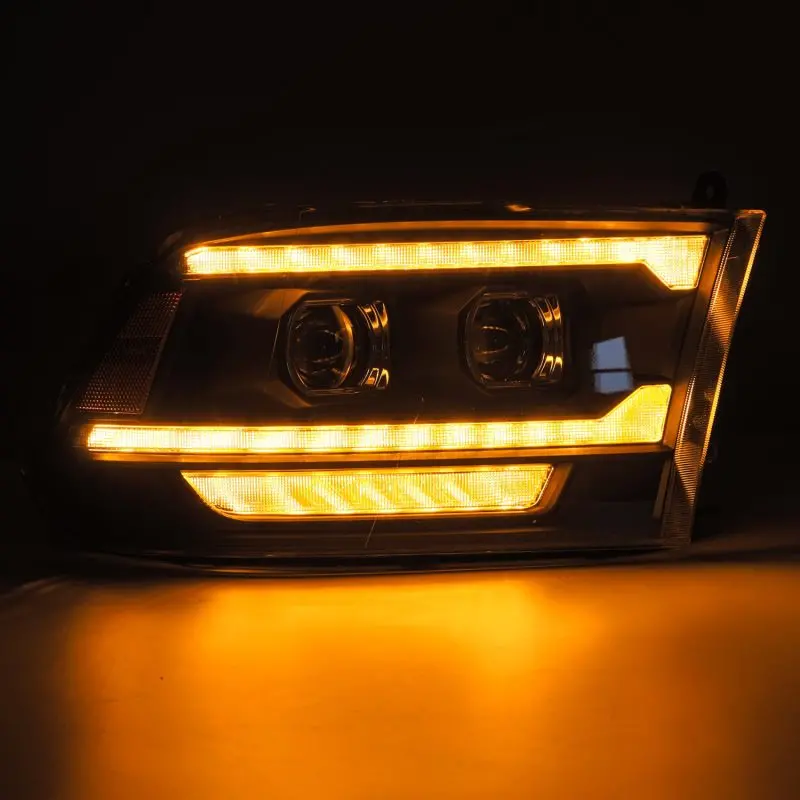 Alpharex 09-18 Dodge Ram 2500 Luxx Led Proj Headlights Plank Style Blk W/Activ Light/Seq Signal/Drl 2