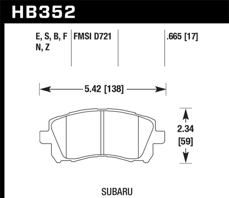 Hawk 02-03 Wrx / 98-01 Impreza / 97-02 Legacy 2.5L / 98-02 Forester 2.5L D721 Hps Street Front Brake 1