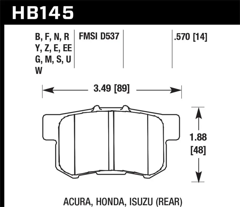 Hawk 06+ Civic Si Ceramic Street Rear Brake Pads 1