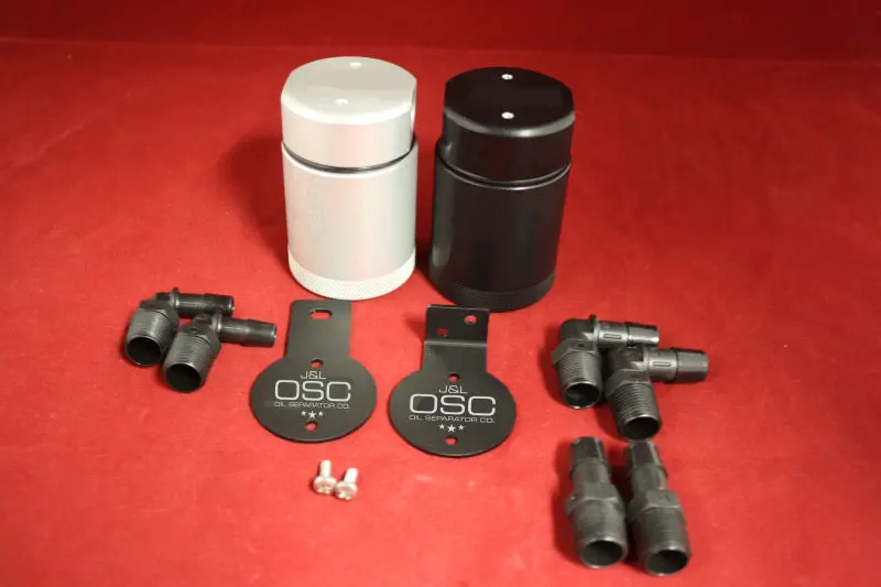 J&L Oil Separator 3.0 Base Kit - Black Anodized (Incl 2 Brackets & 6 Fittings) 1