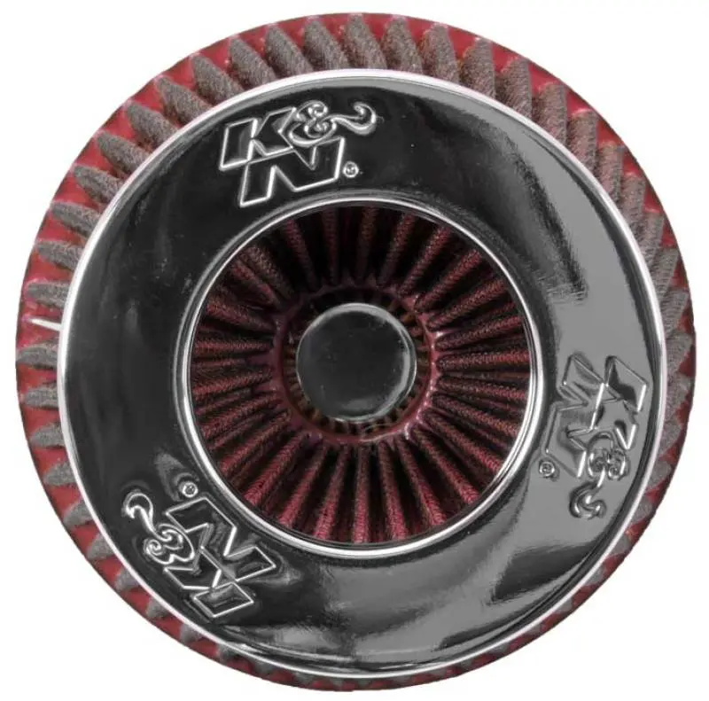 K&N Universal Air Filter Chrome Round Tapered Red - 4In Flange Id X 1.125In Flange Length X 5.5In H 1