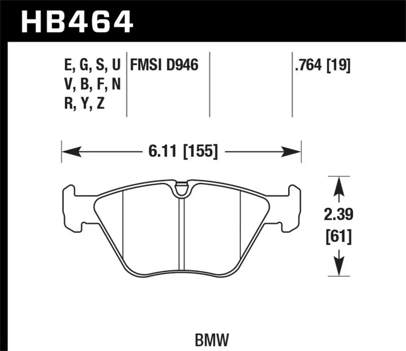 Hawk 01-06 Bmw 330Ci / 01-05 330I/330Xi / 03-06 M3 Performance Ceramic Street Front Brake Pads 1