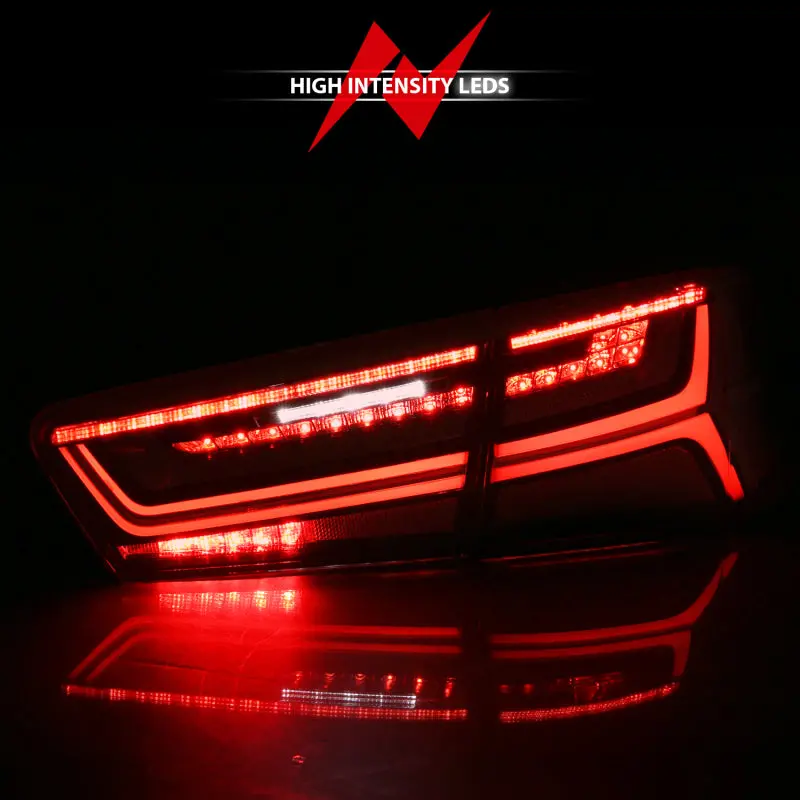 Anzo 2012-2018 Audi A6 Led Taillight Black Housing Red/Clear Lens 4 Pcs (Sequential Signal) 2