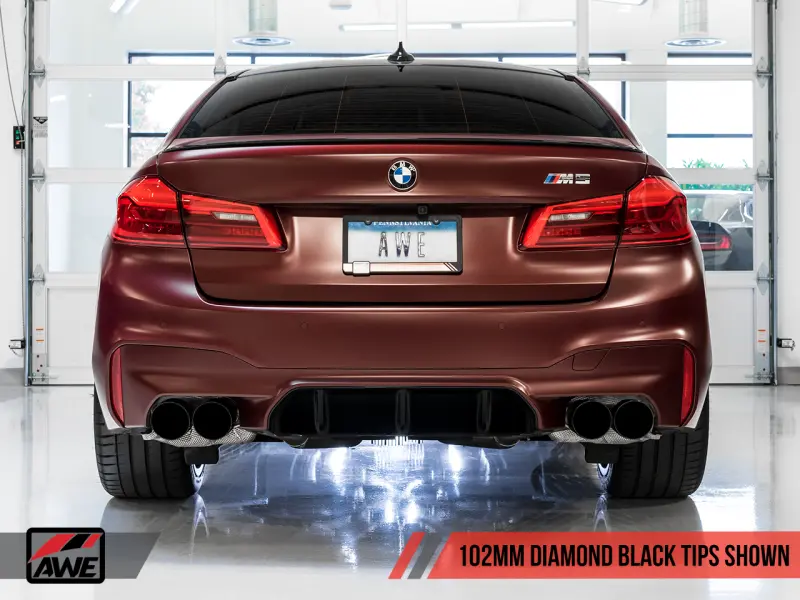 Awe Tuning 18-19 Bmw M5 (F90) 4.4T Awd Cat-Back Exhaust - Track Edition (Diamond Black Tips) 2