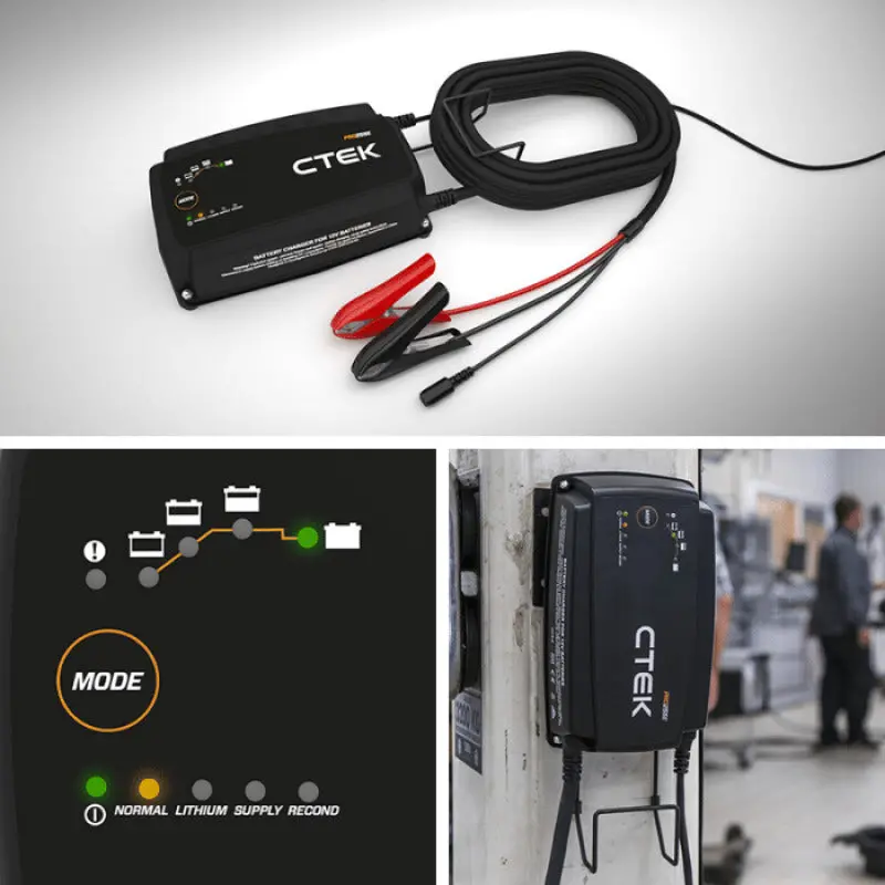 Ctek Pro25se Battery Charger - 50-60 Hz - 12V - 19.6Ft Extended Charging Cable 1