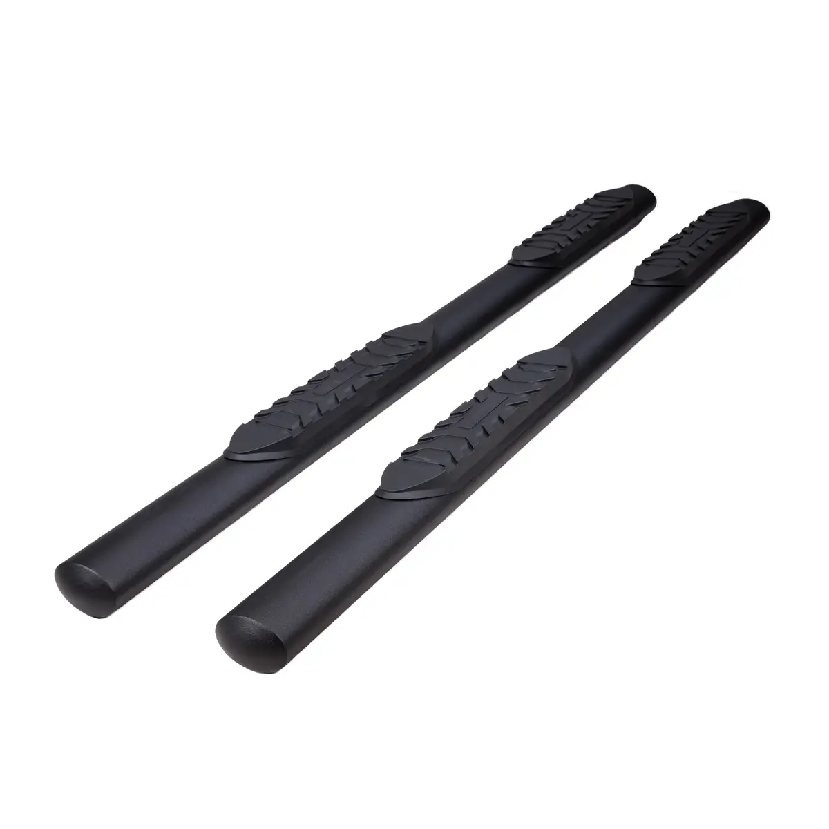 4" Oval Straight Black Powdercoated Steel Side Bars (4 Door) 1