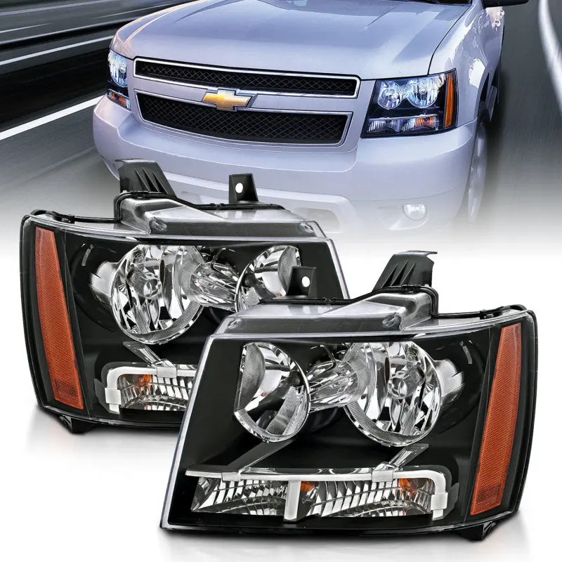 Anzo 2007-2014 Chevrolet Tahoe/Suburban Crystal Headlights Black 2