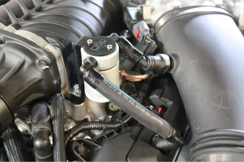 J&L 11-17 Ford Mustang Gt (W/Roush/Vmp Supercharger) Driver Side Oil Separator 3.0 - Clear Anodized 1