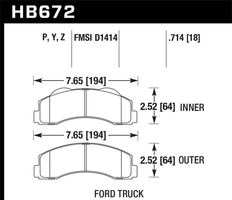 Hawk 10-11 Ford Expedition/F-150 Svt Raptor / 10-11 F-150 Performance Ceramic Front Street Brake Pad 1