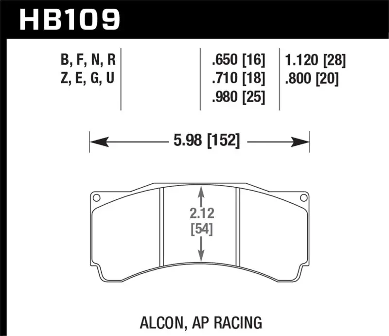 Hawk Alcon Ta-6 / Ap Racing Cp5060-2/3/4/5St / Ap Racing Cp5555 Hps 5.0 Street Brake Pads 1