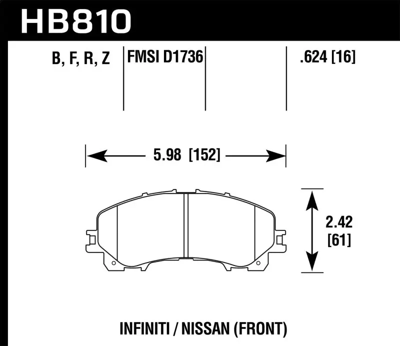 Hawk 14-17 Infiniti Q50 Hps 5.0 Front Brake Pads 2