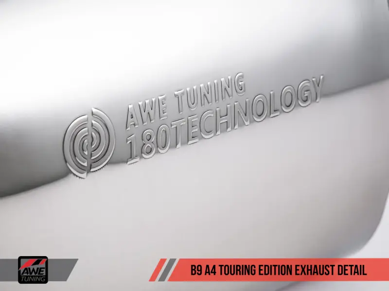 Awe Tuning Audi B9 A4 Touring Edition Exhaust Dual Outlet - Chrome Silver Tips (Includes Dp) 2