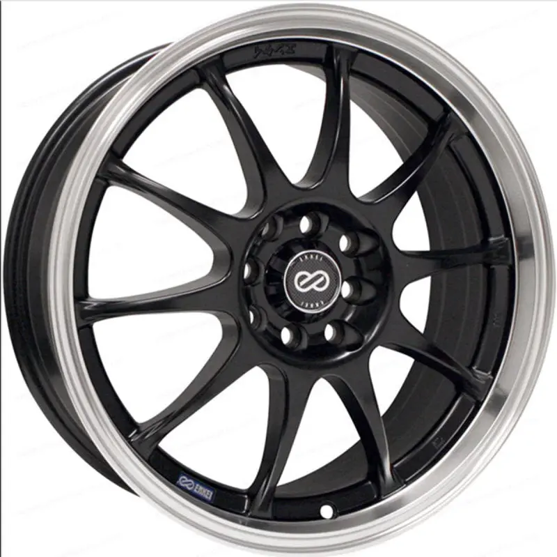 Enkei J10 16X7 5X100/114.3 38Mm Offset 72.62Mm Bore Dia Matte Black W/ Machined Lip Wheel 1