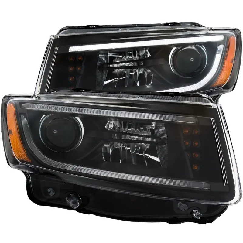 Anzo 2014-2015 Jeep Grand Cherokee Projector Headlights W/ Plank Style Design Black 1